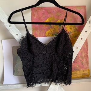 Black lace crop top
